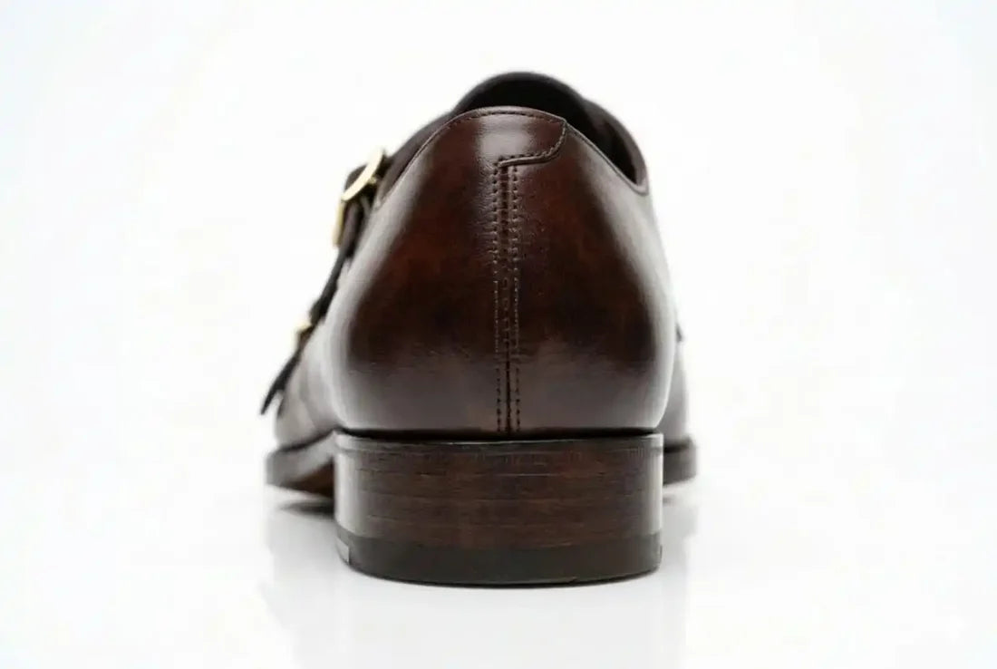 Brown Cap-Toe Double Monk Strap