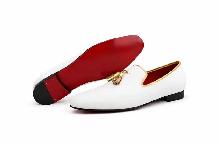 CpaBossFootwear Bianco Tassel Loafer - Gold Hardware & Red Sole – CPA ...
