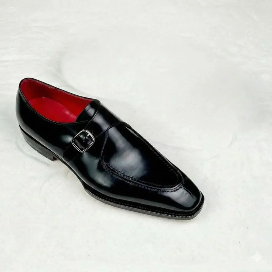 CpaBossAffiliate Men's Black Leather Monk Strap Dress Shoes — Red Sole